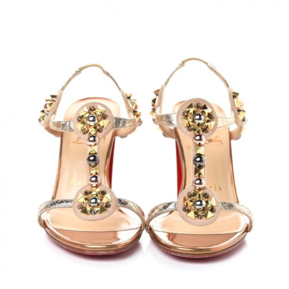 Christian Louboutin Kaleitop 85 T-Strap Sandals 36 Doudou